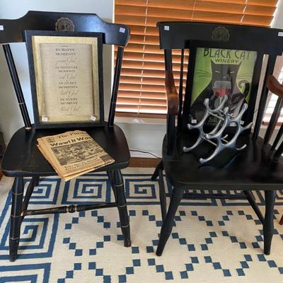 Two College Academic Chairs, Shady side, Colonial, S.Bent Br, Gardner, Mass