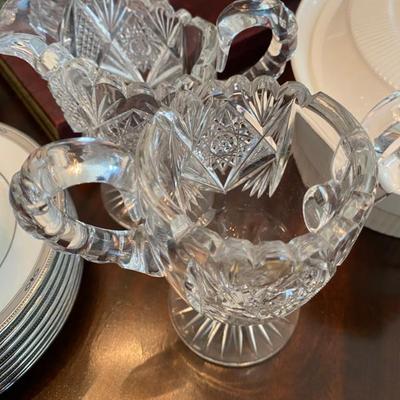 antique brilliant cut crystal sugar and creamer