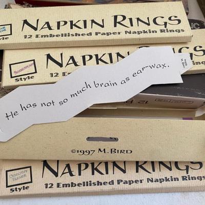 embellished paper napkin rings with famous quotes
