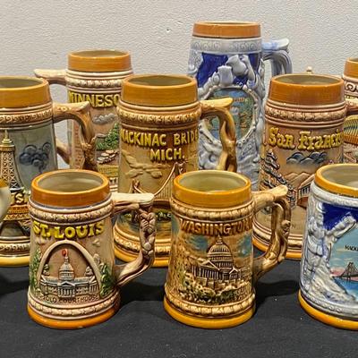 Collection Of Souvenir USA Travel Beer Steins