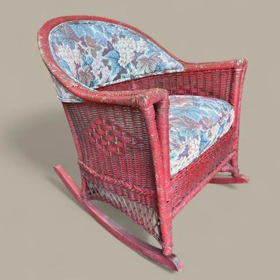 Vintage Cottage Rattan Rocker 
