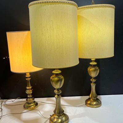 Mid Century Rembrandt Torchiere Style Table Lamp Pair + 1 More