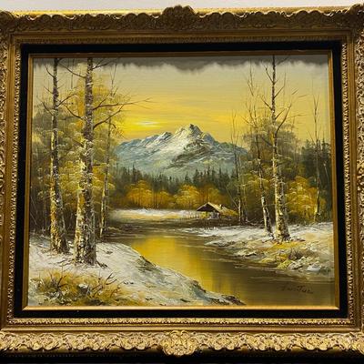Large Vintage Oil Painting By G. Whitman