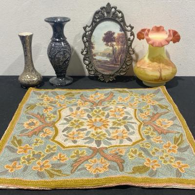 Hand Embroidered Pillow Case, Handmade Floral Vase & More