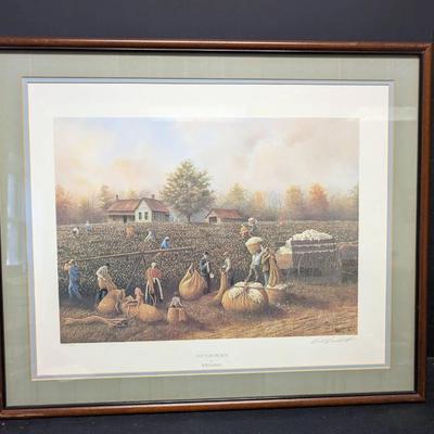 Bill Burkett Signed Print... Cotton Pick'n. 