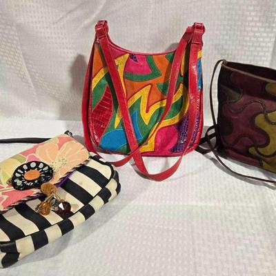 3 Vintage Designer Handbags: Sharif, Silver Plum