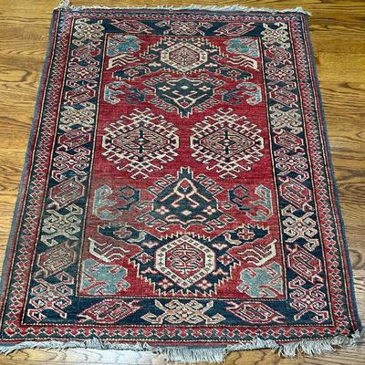 Antique Hand Knotted Oriental Rug 3’4” X 2’8”