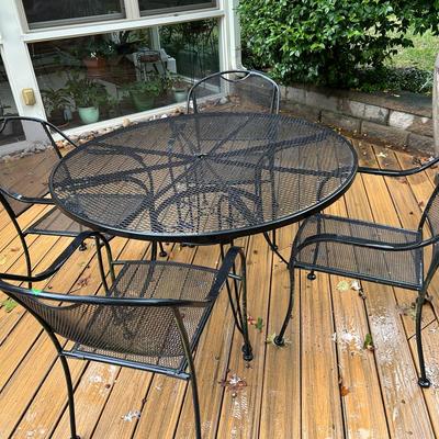 48” Wrought Iron Table And 4 Chairs 