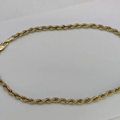 10K Gold Rope Chain Bracelet