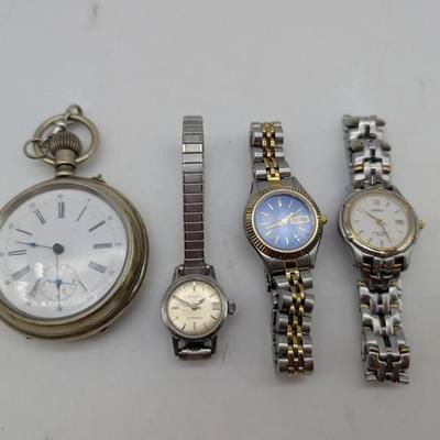 3 Ladies Wristwatches & A Pocket Watch