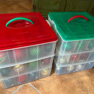 2 Snapware Containers Of Christmas Ornaments 