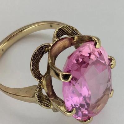 10K Gold & Pink Ruby Ring...Sz 9.5