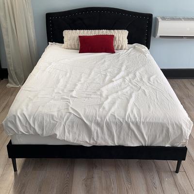 Full Size Platform Bed W/ Velvet And Nailed Headboard #2