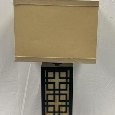 Chinoiserie Stained Glass Brushed Metal Table Lamp With Shade #1