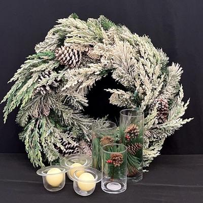 Balsam Hill 30” Frosted Evergreen Wreath & More