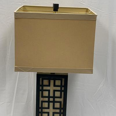 Chinoiserie Stained Glass Brushed Metal Table Lamp With Shade #2
