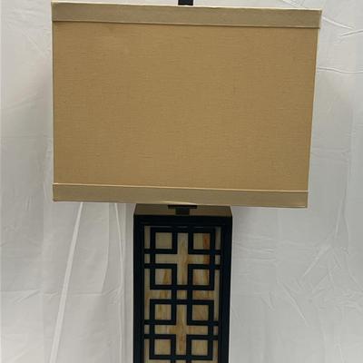 Chinoiserie Stained Glass Brushed Metal Table Lamp With Shade #3