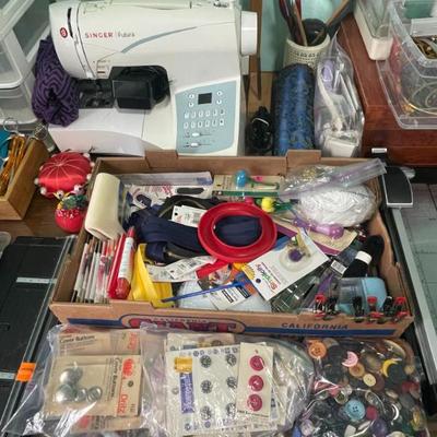 Singer "Futura" sewing machine and notions