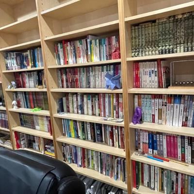 Large library of English and Chinese language fiction and non-fiction books
