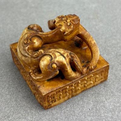 Chinese Carved Shoushan Dragon Seal