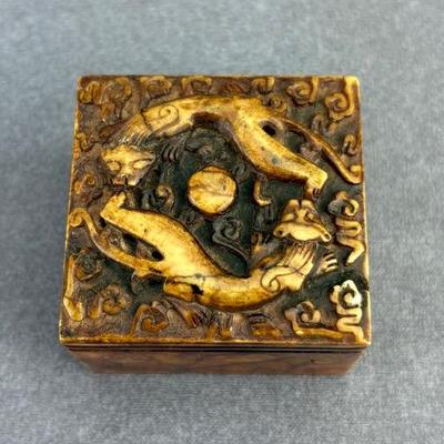 Chinese Carved Shoushan Dual Dragon Seal