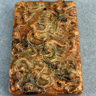 Chinese Carved Soapstone Dragon Plaque