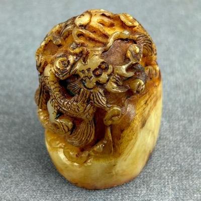 Chinese Carved Hetian Jade Dragon Seal