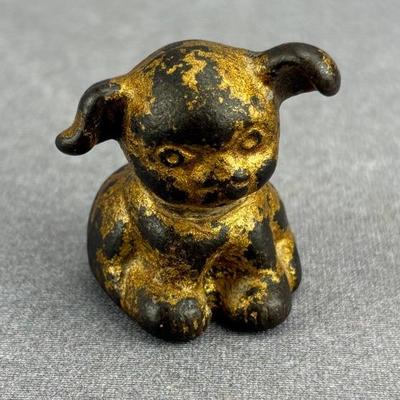 Gilt Splashed Metal Dog Figure