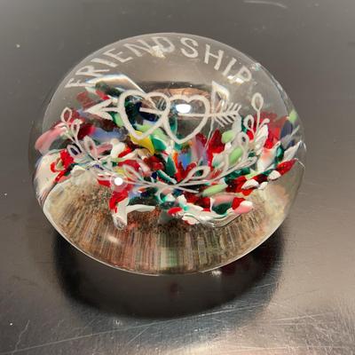 Vintage American Frit Friendship Arrow Orb Paperweight