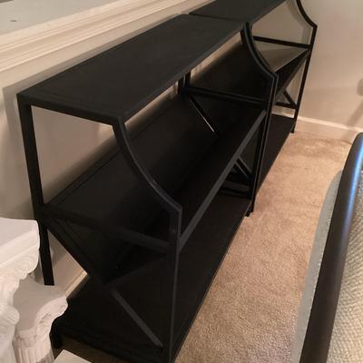 Pair Of Black Metal Bookshelves (Set #3)