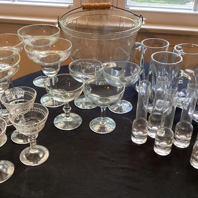 Glass Ice Bucket & Barware Collection