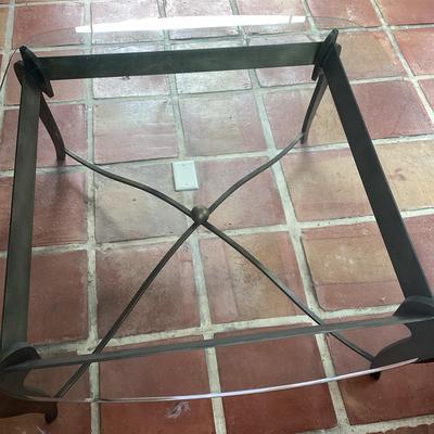 Large Heavy Glass Topped Coffee Table