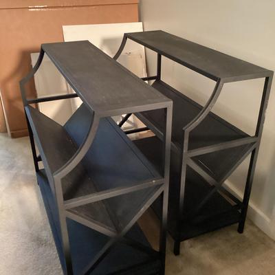 Pair Of Black Metal Bookshelves (Set #2)