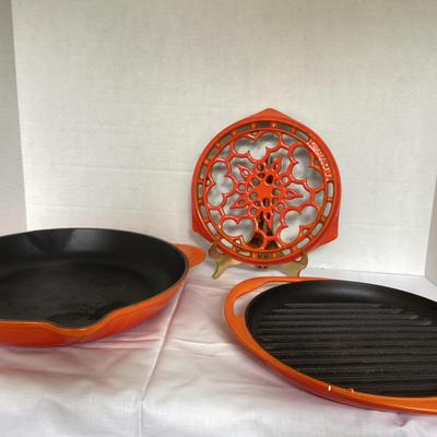 Trio Of Orange Le Creuset Cookware