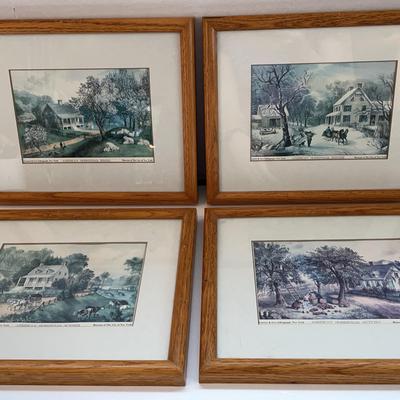Set Of 4 Framed Carrier & Ives Prints