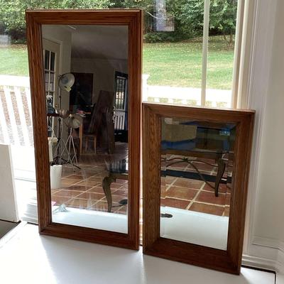 Pair Of Vintage Wood Framed Mirrors