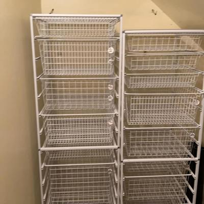 Pair Of Wire Basket Storage Units.