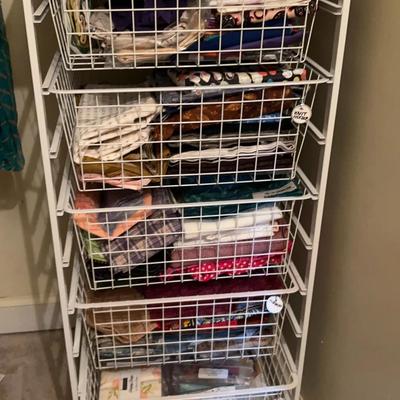 Wire Storage Drawers Of Quilting And Crafting Materials