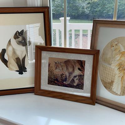 Trio of Framed & Signed Cat Prints