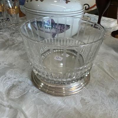 Sale Photo Thumbnail #348: Gorham Sterling silver base and crystal small ice bucket. $40