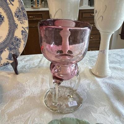 Sale Photo Thumbnail #315: Single handblown glass jelly fish goblet $25