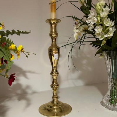 Sale Photo Thumbnail #43: Pair of solid brass large candle sticks by Baldwin $160 for the pair. Includes candles. 