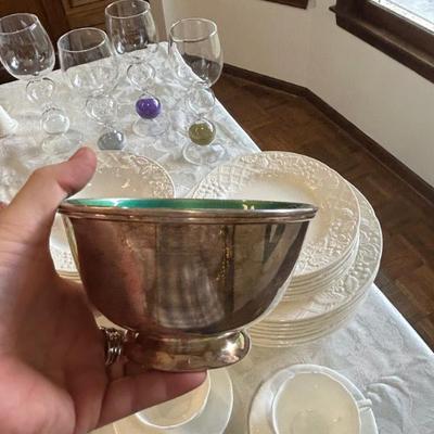Sale Photo Thumbnail #323: Towle silver plated enamel bowl $18. 