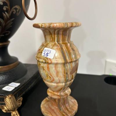 Sale Photo Thumbnail #263: Onyx candle stick holders $55 for the pair.