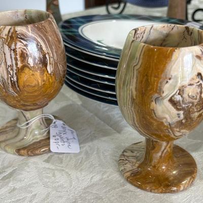 Sale Photo Thumbnail #364: Solid onyx wine goblets $60 for the pair. 