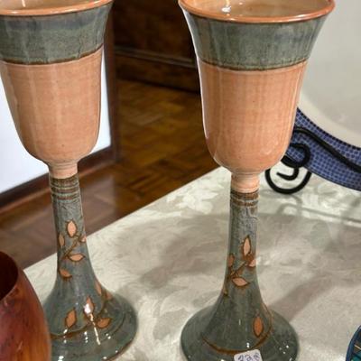 Sale Photo Thumbnail #378: Pottery goblets $22 for the pair.  