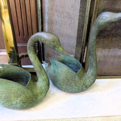 Solid brass swan planters