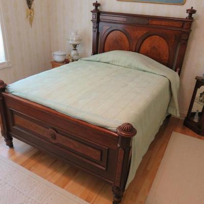Sale Photo Thumbnail #457: Antique Burl Wood full size bed