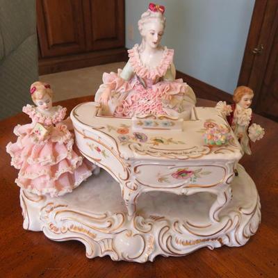 Sale Photo Thumbnail #222: Irish Dresden "Music Hour" laced porcelain