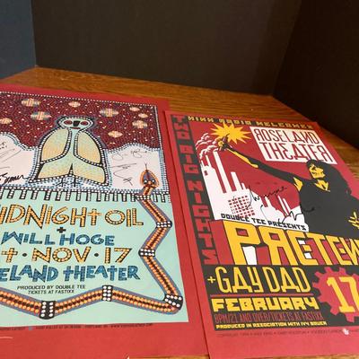 Lot of 2 Posters - Midnight Oil Concert Poster (Signed) and The Pretenders Concert Poster (Signed)